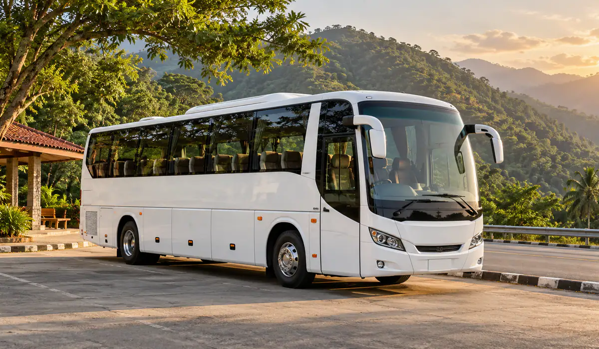 35-seat coach bus for hire for weddings and group tours in Shivamogga district